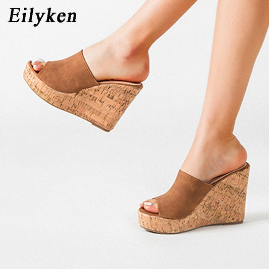 Eilyken 2023 New Summer Casual Cozy Platform Wedges Heels Slippers Ladies Fashion Open Toe Roman Women's Sandals Shoe Size 36-43