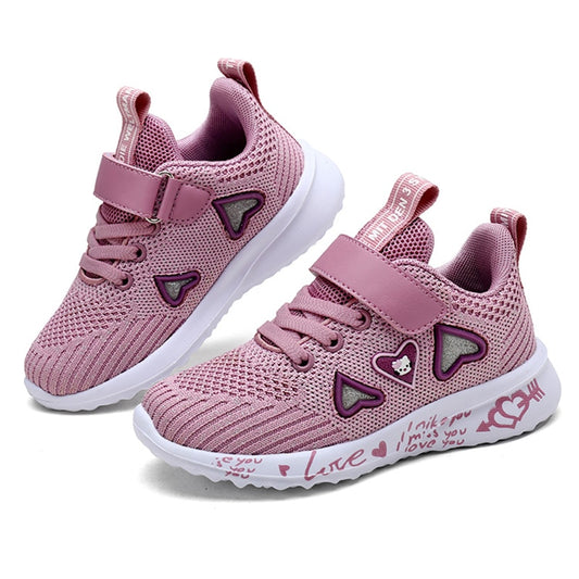 ULKNN Girls Sports Shoes spring New Children's Double Net Breathable Big Kids Students Pink Wild Children's Shoes Casual  26-37