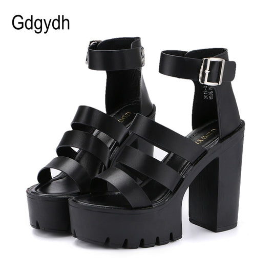 Gdgydh  Summer Shoes Women White Open Toe Button Belt Thick Heel Wedges Platform Shoes Fashionable Heeled Sandals Ankle Strap