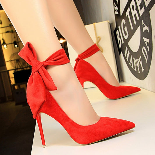 BIGTREE Shoes High Heels Suede Women Shoes Bow-knot Woman Pumps Stiletto Ladies Shoes Women Basic Pump Wedding Shoes Footwear