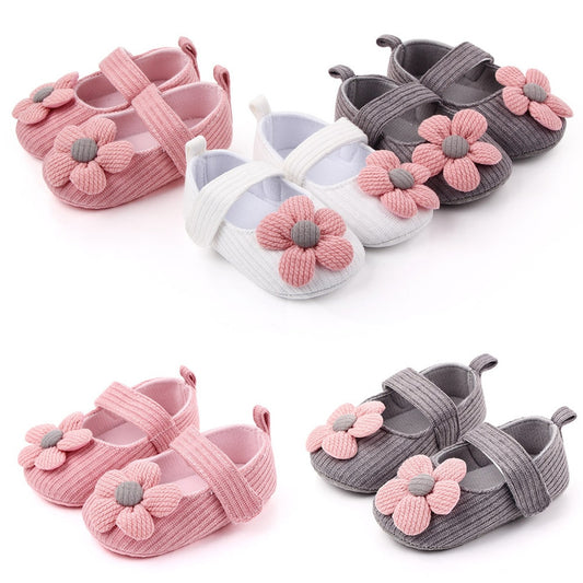 Baby Girls Shoes For NewBorn Spring Autumn Big Flower Infant Toddler Soft Sole Anti-Slip Crib Shoes