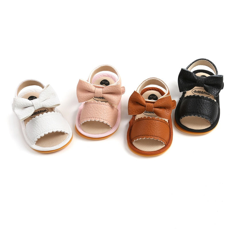 Baby Shoes Summer Baby Boy Girl Shoes Toddler Flats Sandals Soft Rubber Sole Anti-Slip Bowknot Crib First Walker Shoes