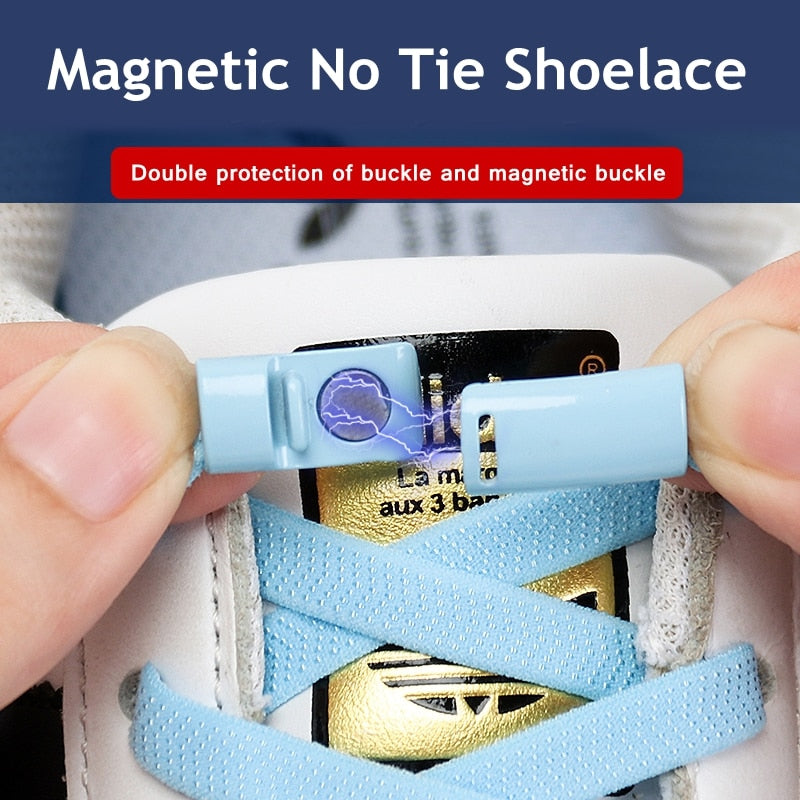 No tie Shoe laces Elastic Laces Sneakers Magnetic Lock Shoelaces without ties Kids Adult Flat Shoelace One Size fits All Shoes