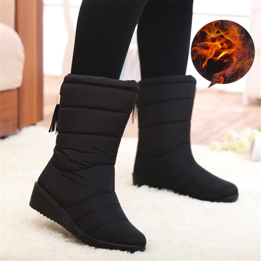 Women Boots Waterproof Winter Snow Ankle  Boots Fur Plush Down Warm Shoes Tassel Black Women Booties Fashion Botas Mujer Inviern